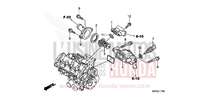 THERMOSTAT von Hornet ABS PEARL NIGHTSTAR BLACK (NHA84) von 2011